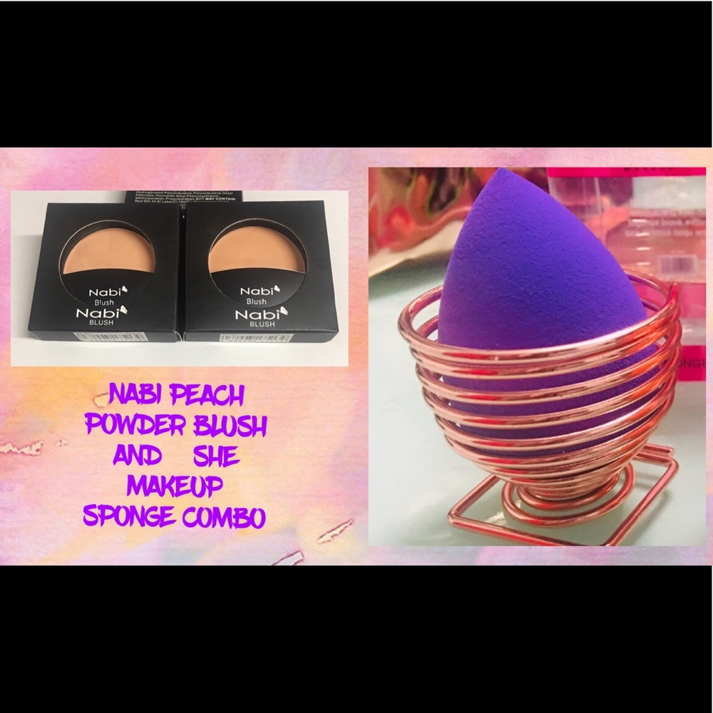 COMBO- NABI PEACH POWDER BLUSH AND MAKEUP SPONGE